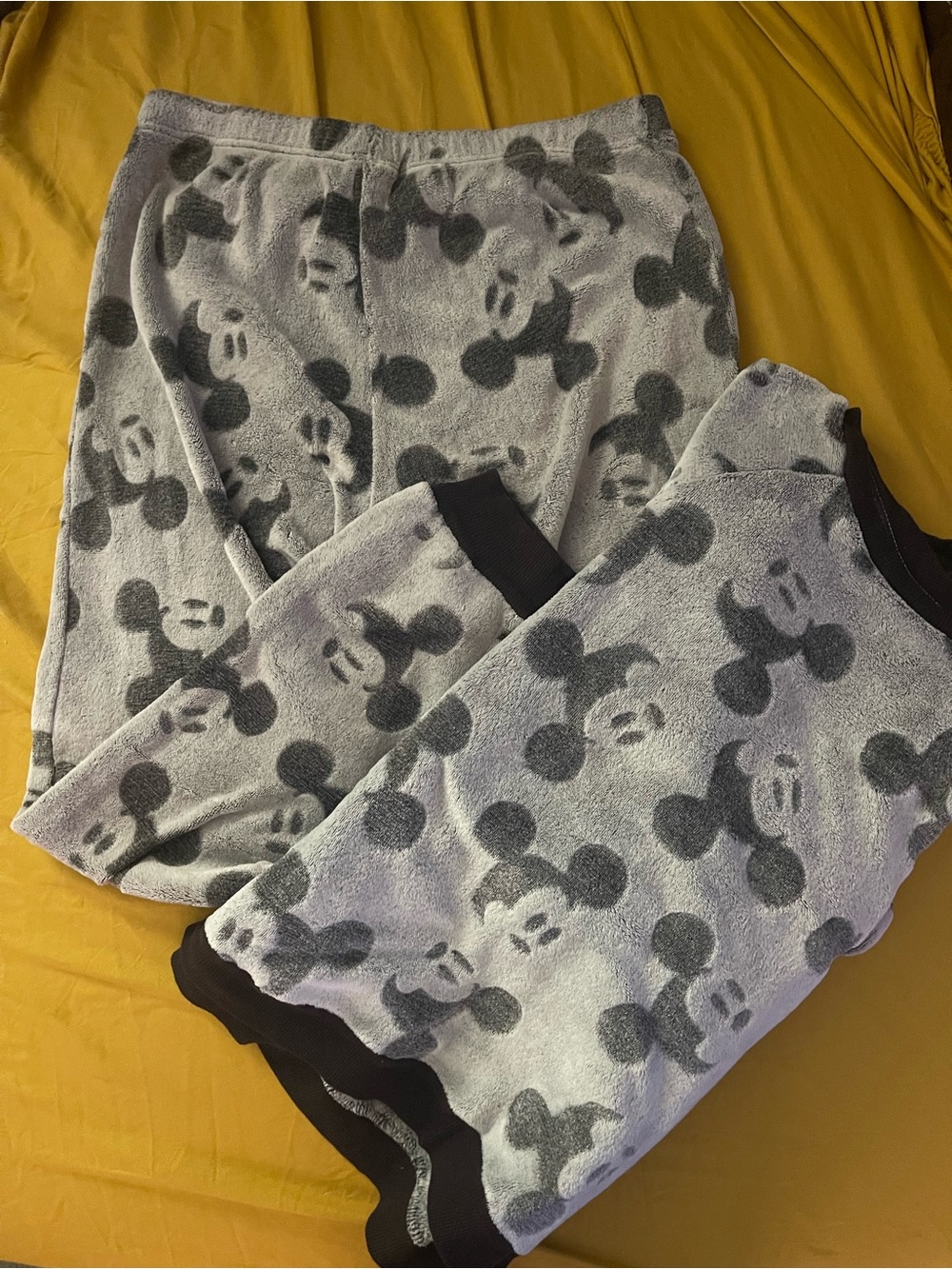 Disney Gray Mickey Mouse Fleece Pajama Set